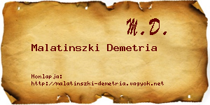 Malatinszki Demetria névjegykártya